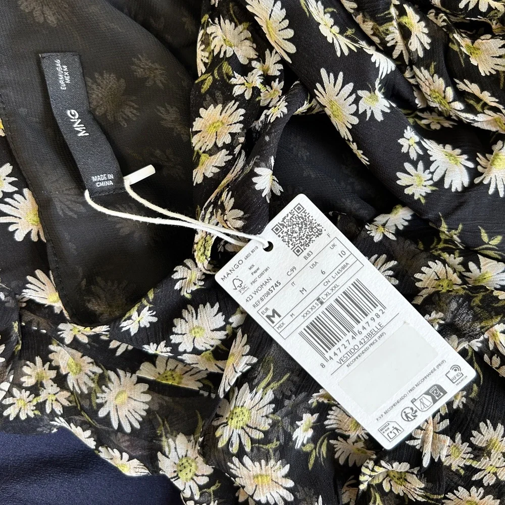 NWT Mango FLORAL-PRINT STRAIGHT-FIT MIDI-DRESS - Picture 7 of 8